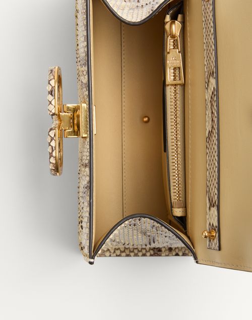 Valentino Garavani - Valentino Garavani Vsling Small Python Handbag - Cream/white - Woman - Top Handle Bags